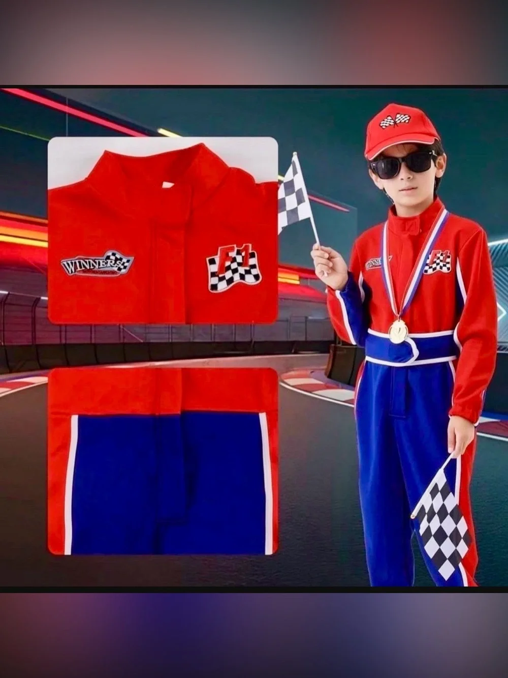 Kids Racing Suit Costume Toddler and Boys Race Car Driver Jumpsuit, Dress Up & P